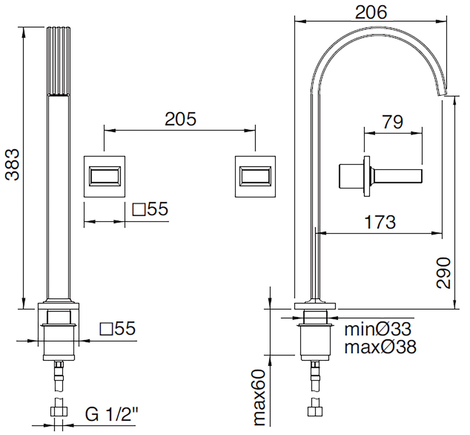 Rubinetterie Treemme 3M Kea RWIT 3A85 CC K1 + RWIT 3A60 ZZ 02 Miscelatore Batteria Lavabo 290 mm Appoggio 2 Leve Marmo Avorio Segesta Muro 3 Fori Stile Moderno Altezza 383 mm Lunghezza 206 mm Materiale Ottone Finitura Cromato Parte Interna Esterna Incluse