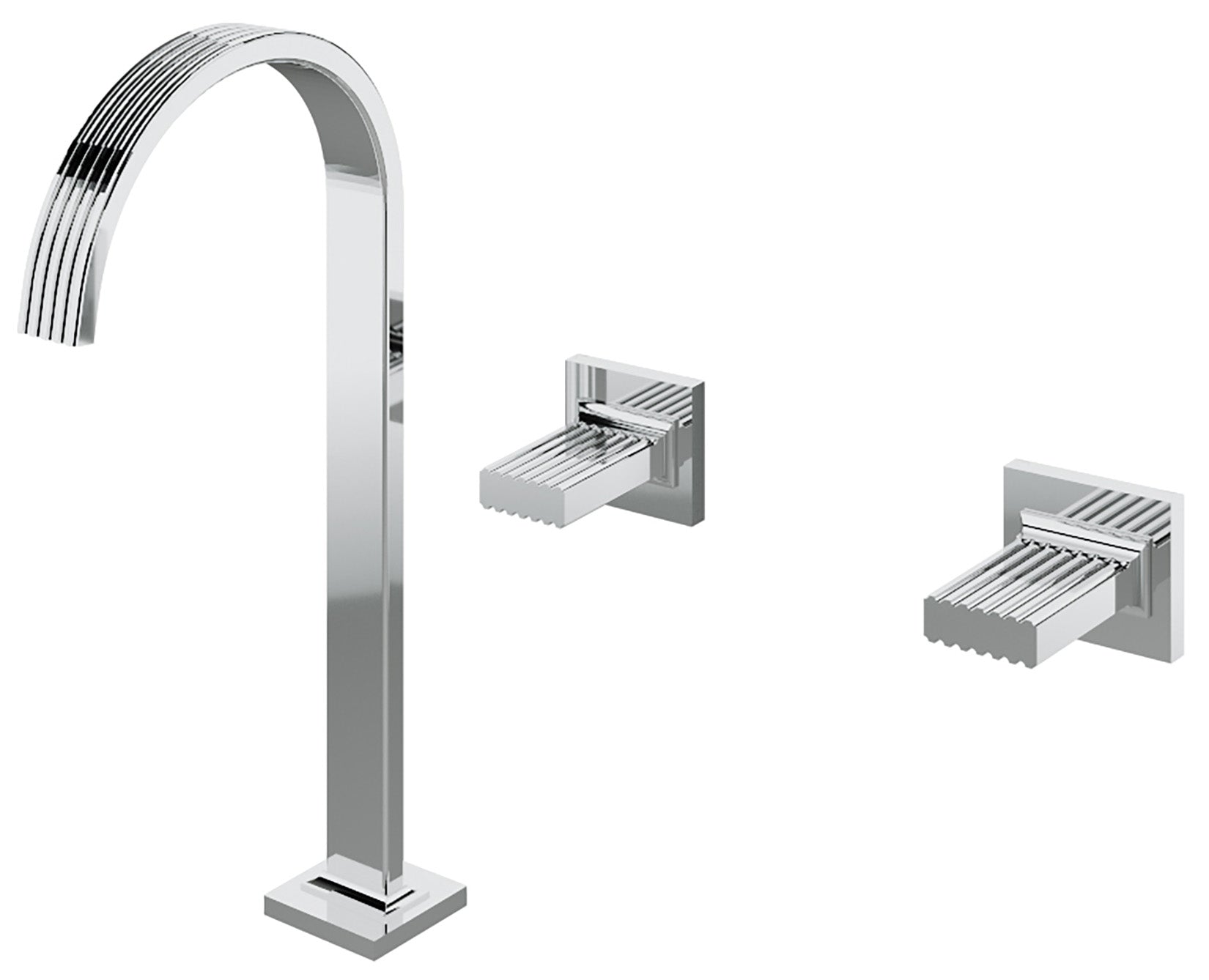 Rubinetterie Treemme 3M Kea RWIT 3A85 CC KO + RWIT 3A60 ZZ 02 Miscelatore Batteria Lavabo 290 mm Appoggio 2 Manopole in Ottone a Muro 3 Fori Stile Moderno Altezza 383 mm Lunghezza 206 mm Materiale Ottone Finitura Cromato Parte Interna Esterna Incluse