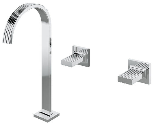 Rubinetterie Treemme 3M Kea RWIT 3A85 CC KO + RWIT 3A60 ZZ 02 Miscelatore Batteria Lavabo 290 mm Appoggio 2 Manopole in Ottone a Muro 3 Fori Stile Moderno Altezza 383 mm Lunghezza 206 mm Materiale Ottone Finitura Cromato Parte Interna Esterna Incluse