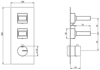 Rubinetterie Treemme 3M Kea RWIT 7A86 CC K1 + RWIT 7286 ZZ 30 Miscelatore Termostatico Doccia Incasso Muro 2 Uscite Con Piastra 3 Fori Due Manopole in Marmo Avorio Segesta Materiale Ottone Finitura Cromata Parte Interna Esterna Incluse