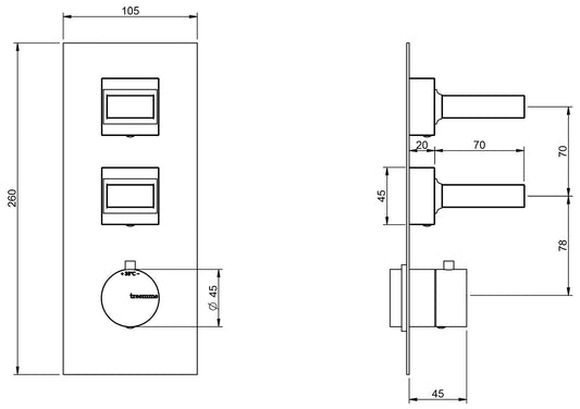 Rubinetterie Treemme 3M Kea RWIT 7A86 CC K1 + RWIT 7286 ZZ 30 Miscelatore Termostatico Doccia Incasso Muro 2 Uscite Con Piastra 3 Fori Due Manopole in Marmo Avorio Segesta Materiale Ottone Finitura Cromata Parte Interna Esterna Incluse