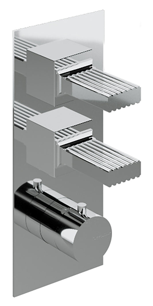 Rubinetterie Treemme 3M Kea RWIT 7A86 CC KO + RWIT 7286 ZZ 30 Miscelatore Termostatico Doccia Incasso Muro 2 Uscite Con Piastra 3 Fori Due Manopole in Ottone Materiale Ottone Finitura Cromata Parte Interna Esterna Incluse