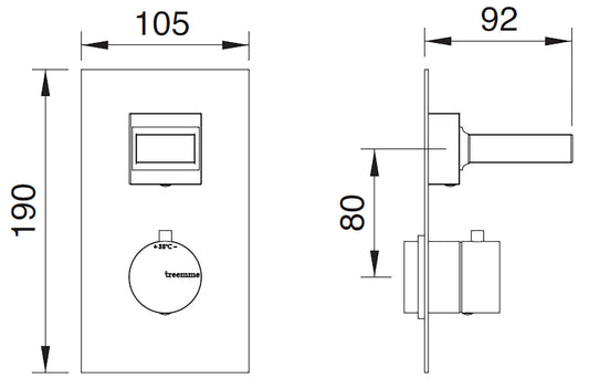 Rubinetterie Treemme 3M Kea RWIT 7A87 CC K1 + RWIT 7287 ZZ 30 Miscelatore Termostatico Doccia Incasso Muro 1 Uscita Con Piastra Due Fori Materiale Ottone Finitura Cromata Parte Interna Esterna Incluse Manopola Marmo Avorio Segesta