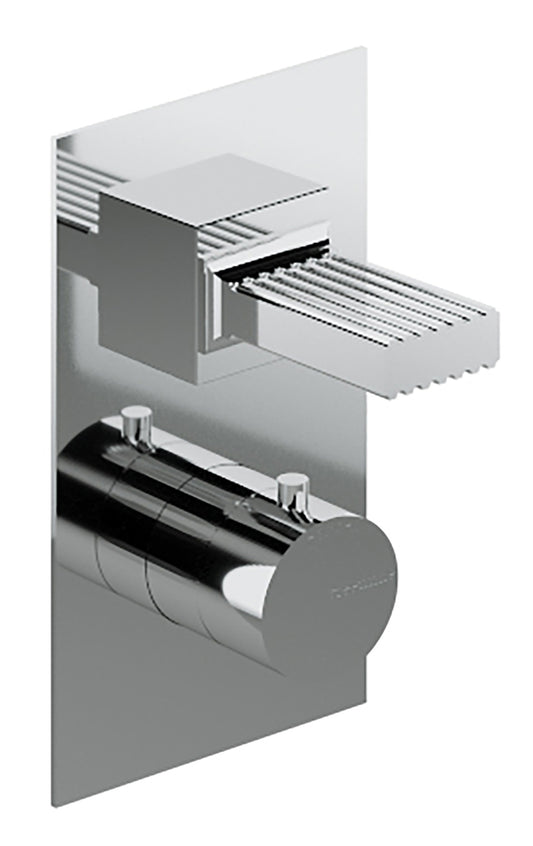 Rubinetterie Treemme 3M Kea RWIT 7A87 CC KO + RWIT 7287 ZZ 30 Miscelatore Termostatico Doccia Incasso Muro 1 Uscita Con Piastra Due Fori Manopola Materiale Ottone Finitura Cromata Parte Interna Esterna Incluse