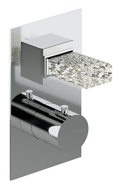 Rubinetterie Treemme 3M Kea RWIT 7A87 CC RO + RWIT 7287 ZZ 30 Miscelatore Termostatico Doccia Incasso Muro 1 Uscita Con Piastra Due Fori Materiale Ottone Finitura Cromata Parte Interna Esterna Incluse Manopola Cristallo Trasparente