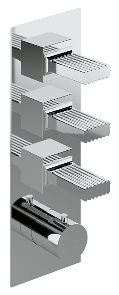 Rubinetterie Treemme 3M Kea RWIT 7A94 CC KO + RWIT 7294 ZZ 30 Miscelatore Termostatico Doccia Incasso Muro 3 Uscite Con Piastra 4 Fori Tre Manopole in Ottone Materiale Ottone Finitura Cromata Parte Interna Esterna Incluse