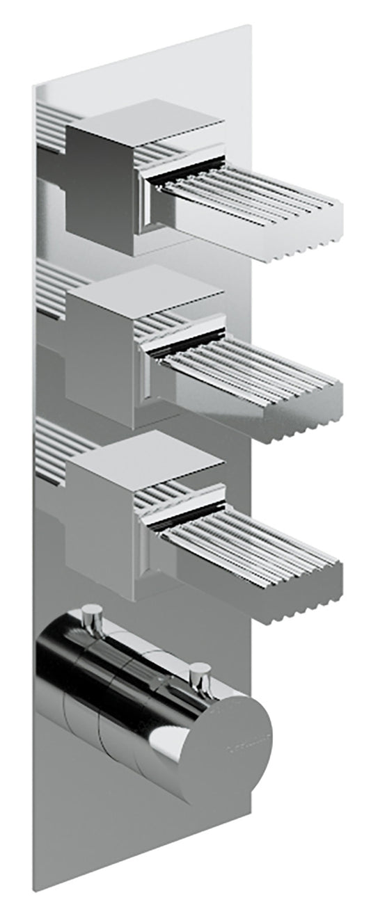 Rubinetterie Treemme 3M Kea RWIT 7A94 CC KO + RWIT 7294 ZZ 30 Miscelatore Termostatico Doccia Incasso Muro 3 Uscite Con Piastra 4 Fori Tre Manopole in Ottone Materiale Ottone Finitura Cromata Parte Interna Esterna Incluse