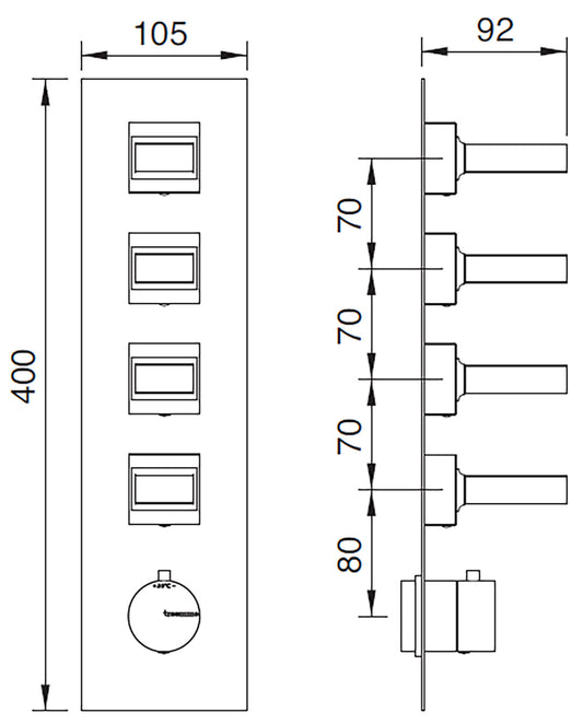 Rubinetterie Treemme 3M Kea RWIT 7A97 CC K1 + RWIT 7297 ZZ 30 Miscelatore Termostatico Doccia Incasso Muro 4 Uscite Con Piastra 5 Fori Quattro Manopole in Marmo Avorio Segesta Materiale Ottone Finitura Cromata Parte Interna Esterna Incluse