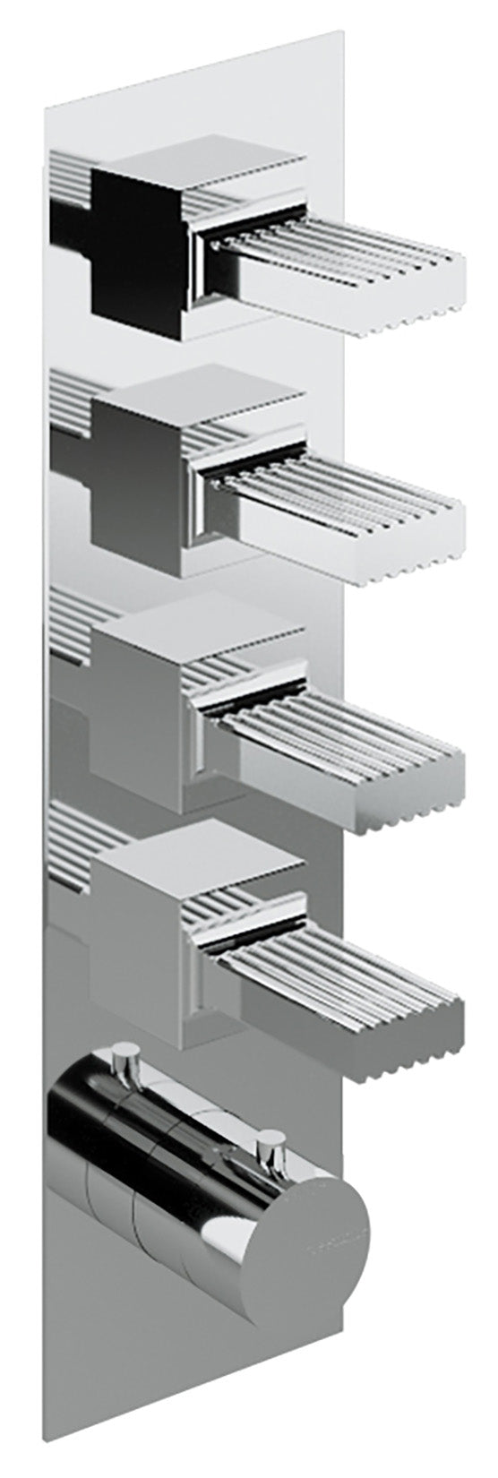 Rubinetterie Treemme 3M Kea RWIT 7A97 CC KO + RWIT 7297 ZZ 30 Miscelatore Termostatico Doccia Incasso Muro 4 Uscite Con Piastra 5 Fori Quattro Manopole in Ottone Materiale Ottone Finitura Cromata Parte Interna Esterna Incluse