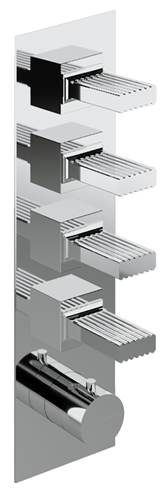 Rubinetterie Treemme 3M Kea RWIT 7A97 CC KO + RWIT 7297 ZZ 30 Miscelatore Termostatico Doccia Incasso Muro 4 Uscite Con Piastra 5 Fori Quattro Manopole in Ottone Materiale Ottone Finitura Cromata Parte Interna Esterna Incluse
