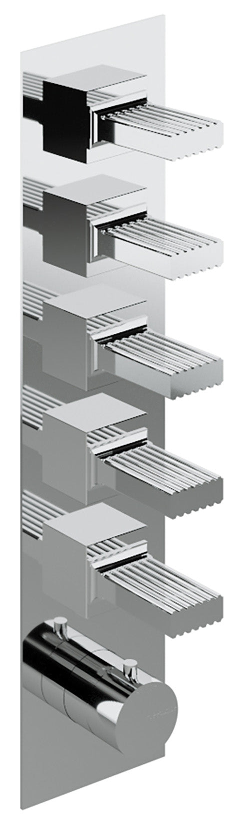 Rubinetterie Treemme 3M Kea RWIT 7A98 CC KO + RWIT 7298 ZZ 30 Miscelatore Termostatico Doccia Incasso Muro 5 Uscite Con Piastra 6 Fori Cinque Manopole in Ottone Materiale Ottone Finitura Cromata Parte Interna Esterna Incluse
