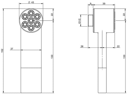 Rubinetterie Treemme 3M Nanotech RWIT 5447 NN 06 + RWIT 5447 CC 03 + IT RTFL 501 CC Kit Gancio Fisso Ottone Acciaio Flessibile PVC 1,5 Metri Metallizzato Doccetta Anticalcare a Mano Metallo Forma Tonda Finitura Cromata Nero Opaco Portata 9 Litri Al Minuto