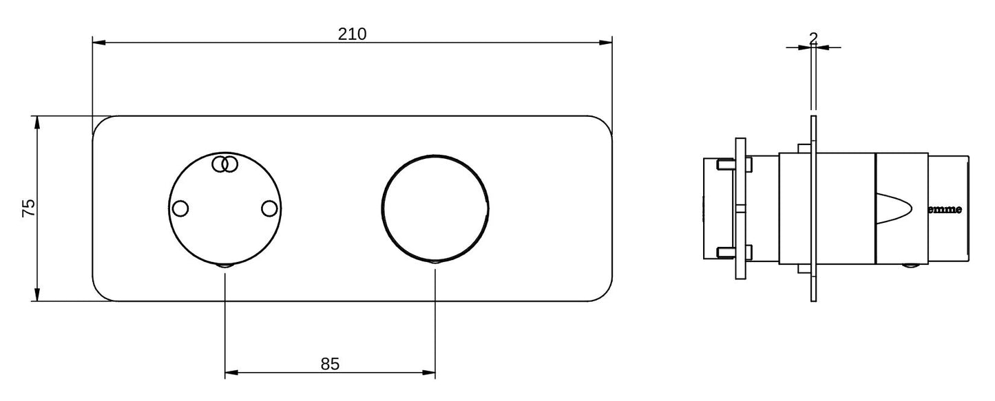 Rubinetterie Treemme 3M Nanotech RWIT 54E2 CC 03 + RWIT 22A2 ZZ 01 Miscelatore Monocomando Doccia Incasso Muro Con Deviatore 2 Uscite Meccanico Due Fori 1 Leva Con Piastra Orizzontale Staffa Per Cartongesso Ottone Cromata Parte Interna Esterna Incluse