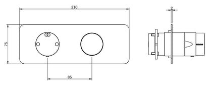 Rubinetterie Treemme 3M Nanotech RWIT 54E2 CC 03 + RWIT 22A2 ZZ 01 Miscelatore Monocomando Doccia Incasso Muro Con Deviatore 2 Uscite Meccanico Due Fori 1 Leva Con Piastra Orizzontale Staffa Per Cartongesso Ottone Cromata Parte Interna Esterna Incluse