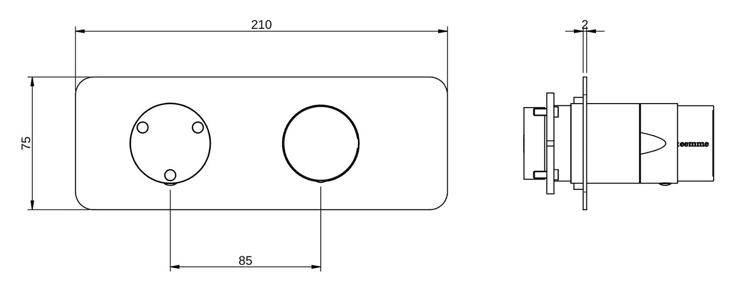 Rubinetterie Treemme 3M Nanotech RWIT 54E3 CC 03 + RWIT 22A2 ZZ 01 Miscelatore Monocomando Doccia Incasso Muro Con Deviatore 3 Uscite Meccanico Due Fori 1 Leva Con Piastra Orizzontale Staffa Per Cartongesso Ottone Cromata Parte Interna Esterna Incluse