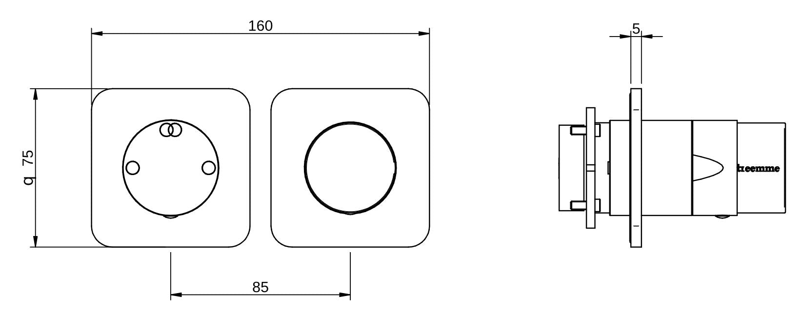 Rubinetterie Treemme 3M Nanotech RWIT 54F2 CC 03 + RWIT 22A2 ZZ 01 Miscelatore Monocomando Doccia Incasso Muro Con Deviatore 2 Uscite Meccanico Due Fori 1 Leva Posizione Orizzontale Staffa Per Cartongesso Ottone Cromata Parte Interna Esterna Incluse