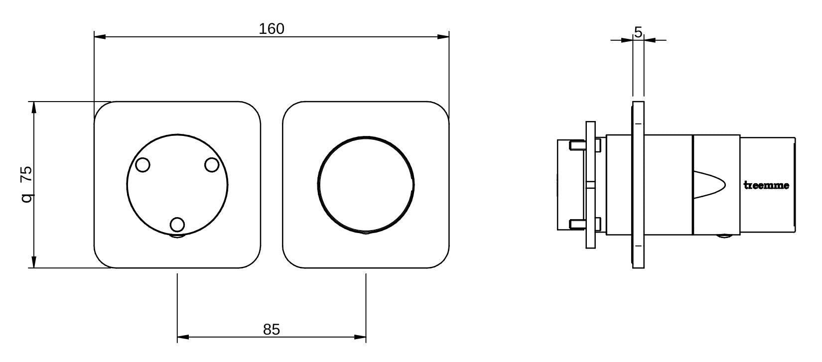 Rubinetterie Treemme 3M Nanotech RWIT 54F3 CC 03 + RWIT 22A2 ZZ 01 Miscelatore Monocomando Doccia Incasso Muro Con Deviatore 3 Uscite Meccanico Due Fori 1 Leva Posizione Orizzontale Staffa Per Cartongesso Ottone Cromata Parte Interna Esterna Incluse