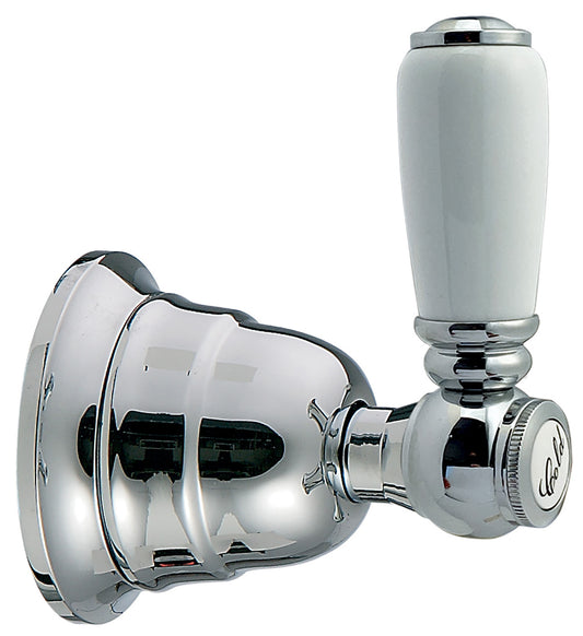 Rubinetterie Treemme 3M Old Italy Sogno RWIT 4440 CC 03 + RWIT 4440 ZZ 01 Rubinetto D'Arresto 1/2" - Cold Destro Ad Incasso Installazione Parete Monoforo Materiale Ottone Finitura Cromata 1 Leva Ceramica Bianco Parte Interna Esterna Incluse