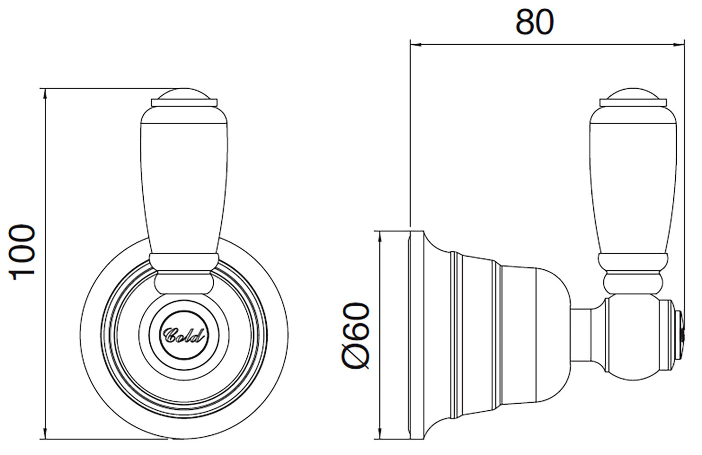 Rubinetterie Treemme 3M Old Italy Sogno RWIT 4440 CC 04 + RWIT 4440 ZZ 02 Rubinetto D'Arresto 1/2" - HOT Sinistro Ad Incasso Installazione Parete Monoforo Materiale Ottone Finitura Cromata 1 Leva Ceramica Bianco Parte Interna Esterna Incluse