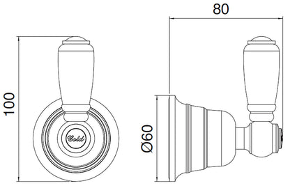 Rubinetterie Treemme 3M Old Italy Sogno RWIT 4440 CC 04 + RWIT 4440 ZZ 02 Rubinetto D'Arresto 1/2" - HOT Sinistro Ad Incasso Installazione Parete Monoforo Materiale Ottone Finitura Cromata 1 Leva Ceramica Bianco Parte Interna Esterna Incluse