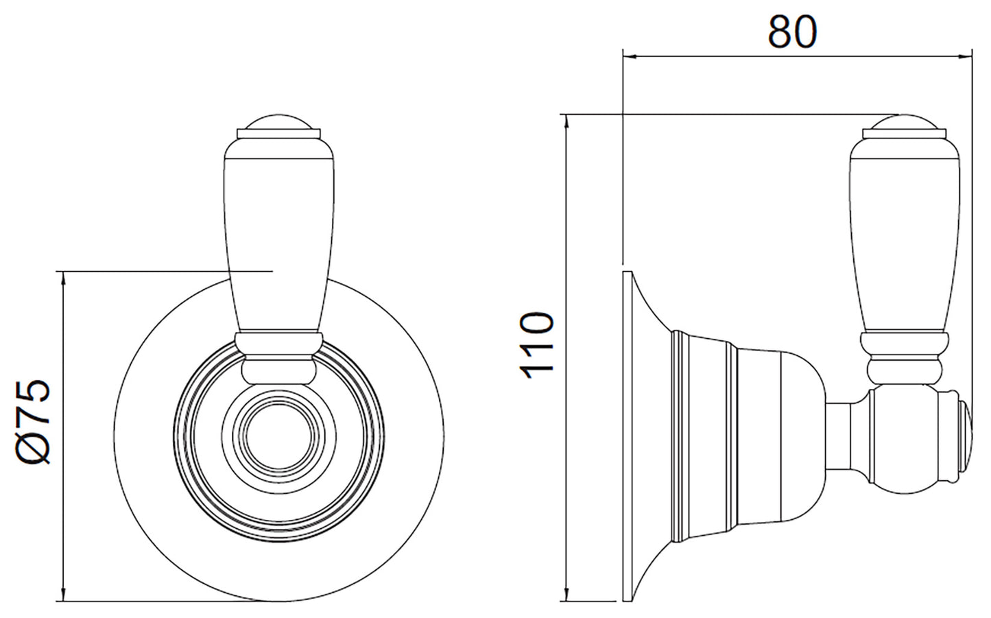 Rubinetterie Treemme 3M Old Italy Sogno RWIT 4462 CC 41 + RWIT 4465 ZZ 72 Rubinetto D'Arresto Deviatore Ad Incasso a 3 Uscite Installazione Parete Monoforo Materiale Ottone Finitura Cromata 1 Leva Ceramica Bianco Parte Interna Esterna Incluse