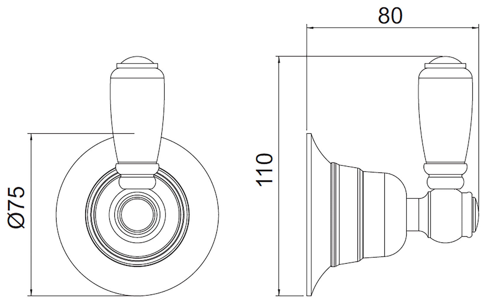 Rubinetterie Treemme 3M Old Italy Sogno RWIT 4462 CC 41 + RWIT 4465 ZZ 72 Rubinetto D'Arresto Deviatore Ad Incasso a 3 Uscite Installazione Parete Monoforo Materiale Ottone Finitura Cromata 1 Leva Ceramica Bianco Parte Interna Esterna Incluse
