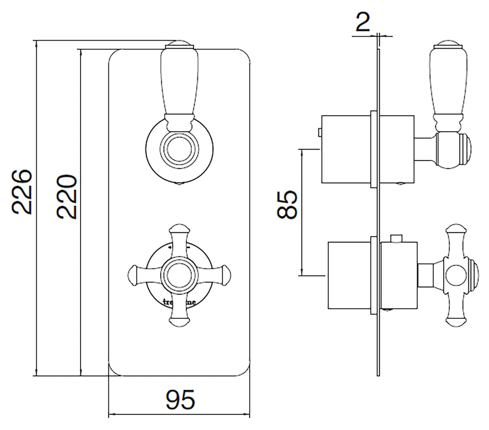 Rubinetterie Treemme 3M Old Italy Sogno RWIT 8A46 CC 41 + RWIT 8A46 ZZ 20 Miscelatore Doccia Termostatico Incasso Muro Deviatore 2 Uscite Due Fori 1 Leva Ceramica Bianca Stile Classico Piastra Staffa Cartongesso Ottone Cromo Parte Interna Esterna Incluse