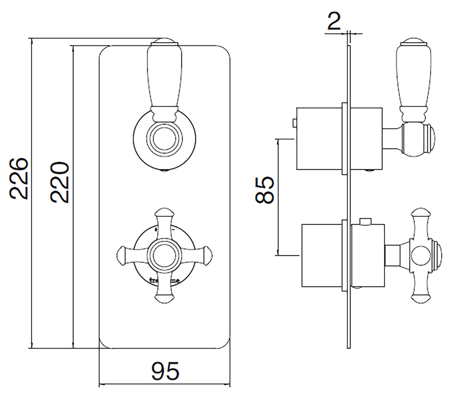 Rubinetterie Treemme 3M Old Italy Sogno RWIT 8A72 CC 41 + RWIT 8A46 ZZ 20 Miscelatore Doccia Termostatico Incasso Muro Deviatore 3 Uscite Due Fori 1 Leva Ceramica Bianca Stile Classico Piastra Staffa Cartongesso Ottone Cromo Parte Interna Esterna Incluse