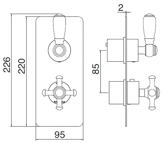 Rubinetterie Treemme 3M Old Italy Sogno RWIT 8A72 CC 41 + RWIT 8A46 ZZ 20 Miscelatore Doccia Termostatico Incasso Muro Deviatore 3 Uscite Due Fori 1 Leva Ceramica Bianca Stile Classico Piastra Staffa Cartongesso Ottone Cromo Parte Interna Esterna Incluse