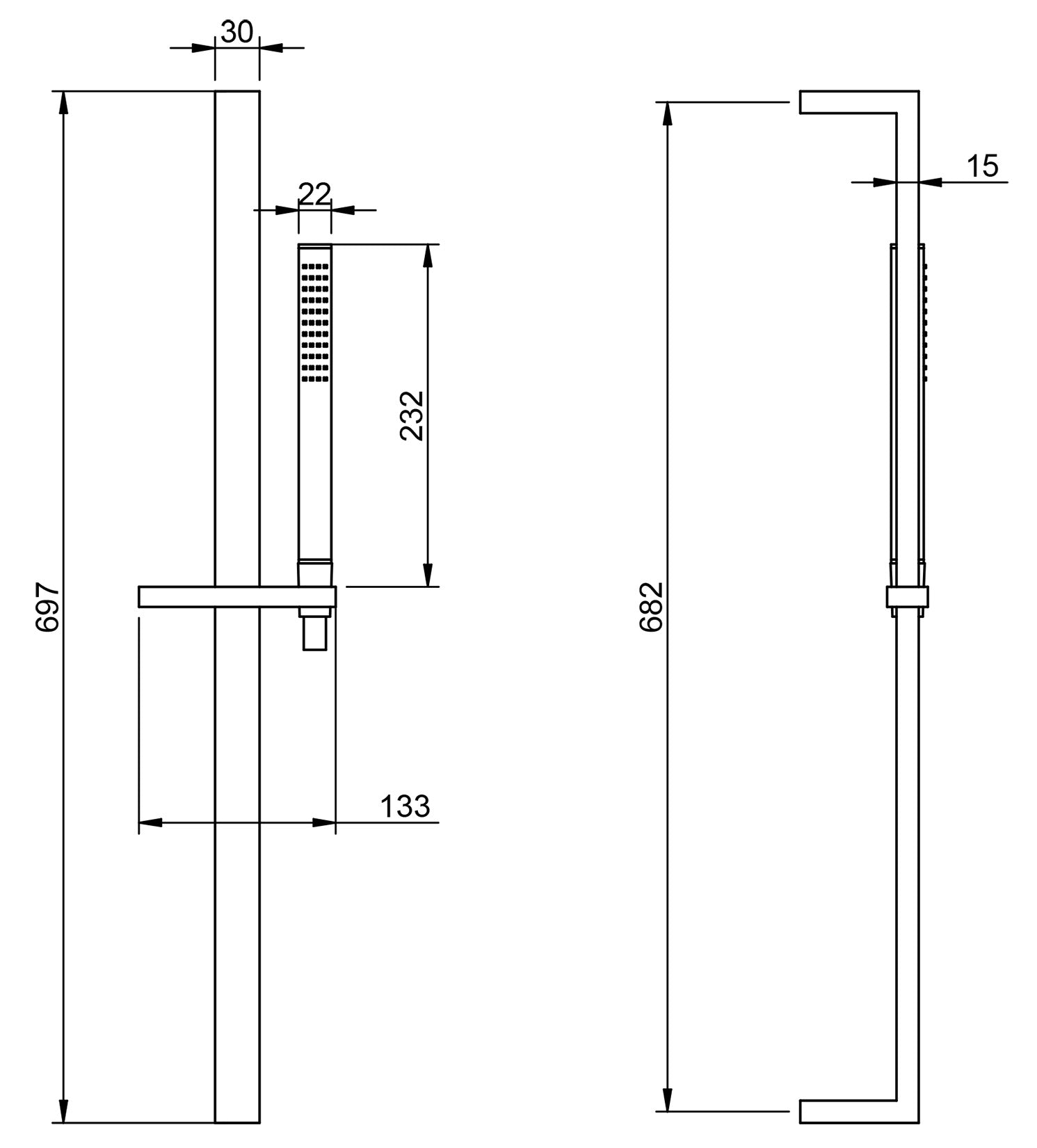 Rubinetterie Treemme 3M Pa36 IT 0411 CC ZZ ZZ Kit Asta Saliscendi Con Doccetta In Metallo e Flessibile in PVC Senza Presa Acqua Finitura Cromata Portata 8 Litri Al Minuto