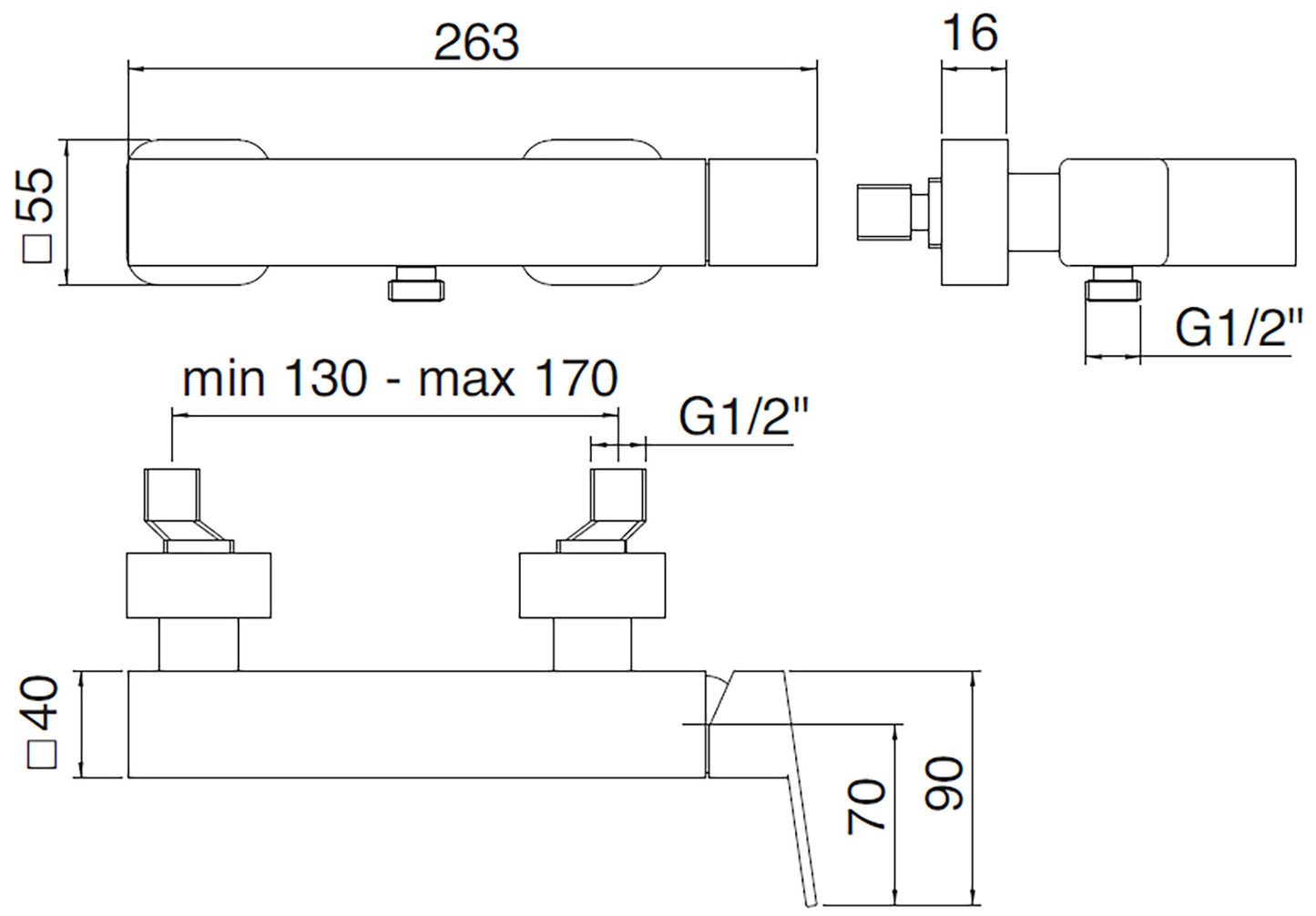 Rubinetterie Treemme 3M Pa36 IT 8B56 CC QF ZZ Miscelatore Meccanico Monocomando Esterno Doccia Muro 1 Via 2 Fori 1 Leva Materiale Ottone Finitura Cromata
