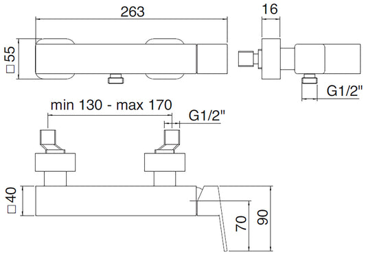 Rubinetterie Treemme 3M Pa36 IT 8B56 CC QF ZZ Miscelatore Meccanico Monocomando Esterno Doccia Muro 1 Via 2 Fori 1 Leva Materiale Ottone Finitura Cromata