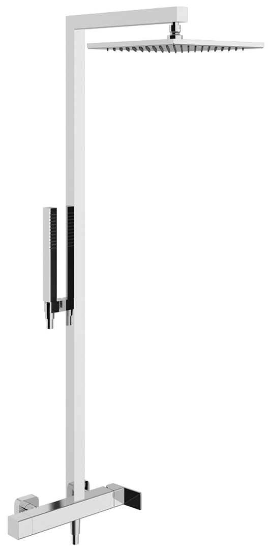 Rubinetterie Treemme 3M Pa36 IT 8B60 CC QF ZZ Colonna Gruppo Doccia Multifunzione Miscelatore Meccanico Doccetta Quadra Soffione Anticalcare 250x250 mm Metallo Flessibile PVC Montaggio Muro Materiale Ottone Finitura Cromata