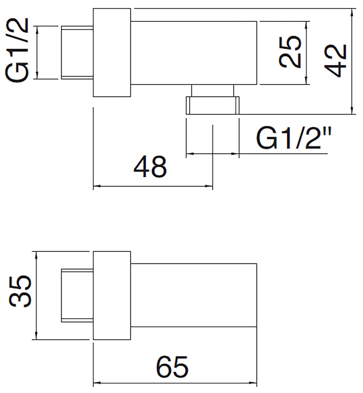 Rubinetterie Treemme 3M Pa36 IT RTGA 119 CC Presa Acqua A Muro Forma Quadra Materiale Ottone Finitura Cromata
