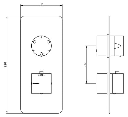 Rubinetterie Treemme 3M Pa36 RWIT 8A72 CC 24 + RWIT 8A46 ZZ 20 Miscelatore Termostatico Doccia Incasso Muro Con Deviatore 3 Uscite Due Fori 1 Leva Con Piastra Staffa Per Cartongesso Ottone Cromata Parte Interna Esterna Incluse