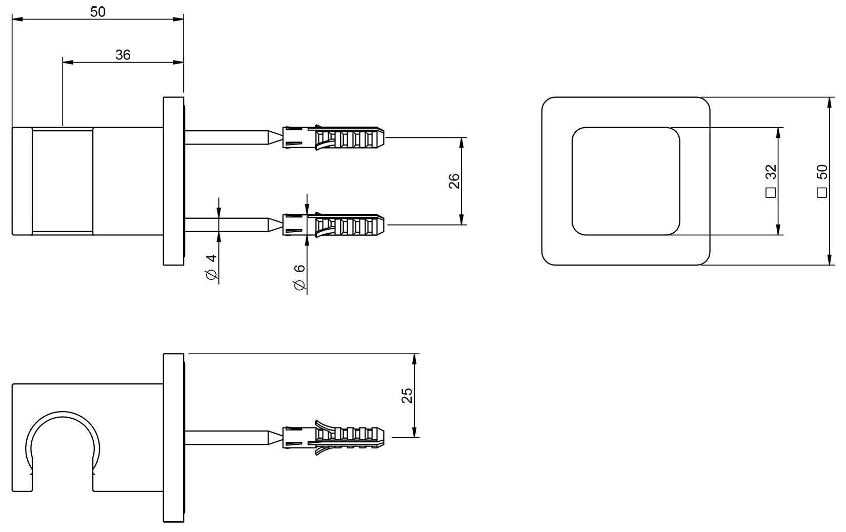Rubinetterie Treemme 3M Pa36 RWIT 8B00 CC 06 Gancio Fisso a Muro Attacco Per Doccetta a Mano Quadro Materiale Ottone Finitura Cromata