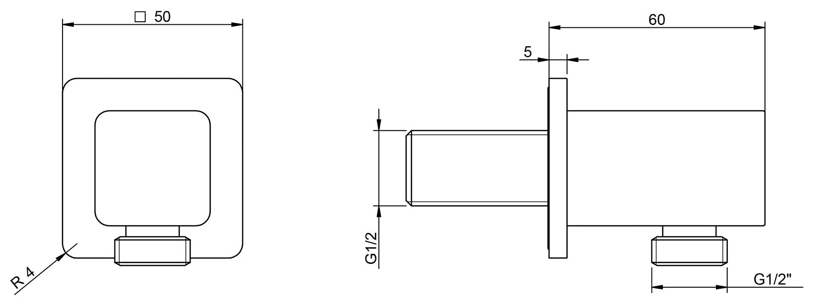 Rubinetterie Treemme 3M Pa36 RWIT 8B00 CC 20 Presa Acqua A Muro Quadra Materiale Ottone Finitura Cromata