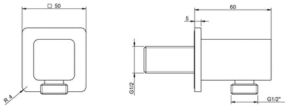 Rubinetterie Treemme 3M Pa36 RWIT 8B00 CC 20 Presa Acqua A Muro Quadra Materiale Ottone Finitura Cromata