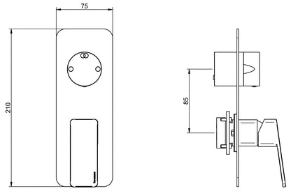 Rubinetterie Treemme 3M Pa36 RWIT 8BA2 CC 01 + RWIT 22A2 ZZ 01 Miscelatore Monocomando Doccia Incasso Muro Con Deviatore 2 Uscite Meccanico Due Fori 1 Leva Con Piastra Verticale Staffa Per Cartongesso Ottone Cromata Parte Interna Esterna Incluse