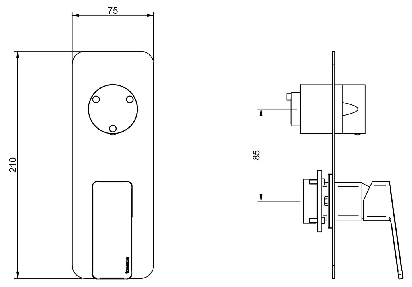Rubinetterie Treemme 3M Pa36 RWIT 8BA3 CC 01 + RWIT 22A2 ZZ 01 Miscelatore Monocomando Doccia Incasso Muro Con Deviatore 3 Uscite Meccanico Due Fori 1 Leva Con Piastra Verticale Staffa Per Cartongesso Ottone Cromata Parte Interna Esterna Incluse