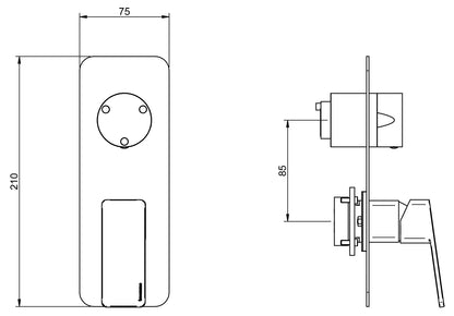 Rubinetterie Treemme 3M Pa36 RWIT 8BA3 CC 01 + RWIT 22A2 ZZ 01 Miscelatore Monocomando Doccia Incasso Muro Con Deviatore 3 Uscite Meccanico Due Fori 1 Leva Con Piastra Verticale Staffa Per Cartongesso Ottone Cromata Parte Interna Esterna Incluse