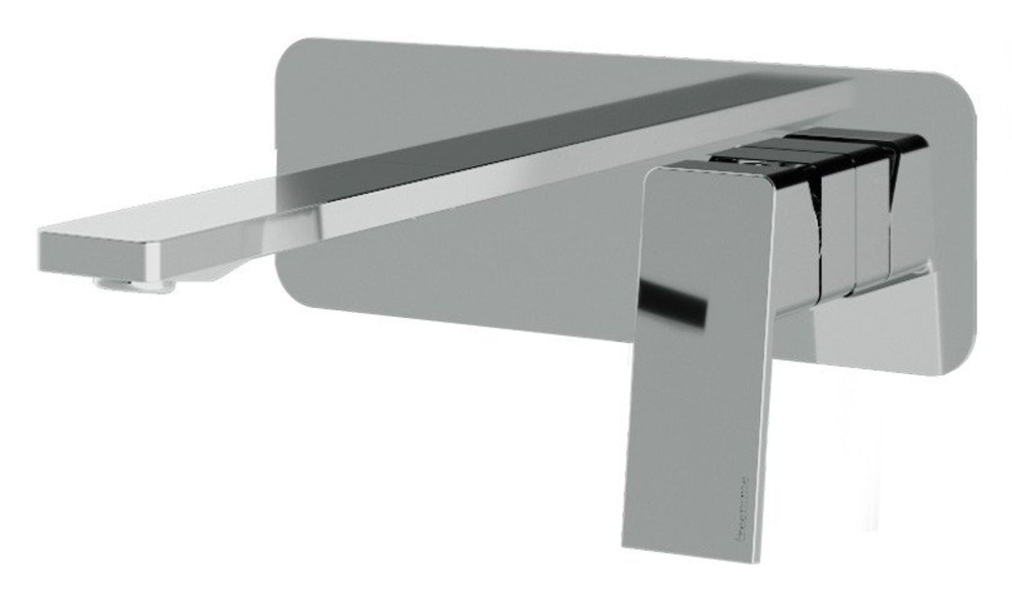 Rubinetterie Treemme 3M Pa36 RWIT 8BA5 CC BC + RWIT 51A5 ZZ 01 Miscelatore Monocomando Lavabo Incasso 110 Installazione Parete 1 Leva a Destra 2 Fori Meccanico Moderno Con Piastra Orizzontale Lunghezza 120 mm Ottone Cromata Parte Interna Esterna Incluse