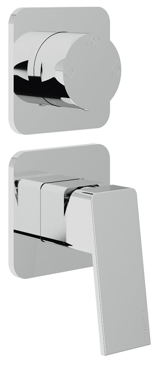 Rubinetterie Treemme 3M Pa36 RWIT 8BC2 CC 01 + RWIT 22A2 ZZ 01 Miscelatore Monocomando Doccia Incasso Muro Con Deviatore 2 Uscite Meccanico Due Fori 1 Leva Senza Piastra Verticale Staffa Per Cartongesso Ottone Cromata Parte Interna Esterna Incluse