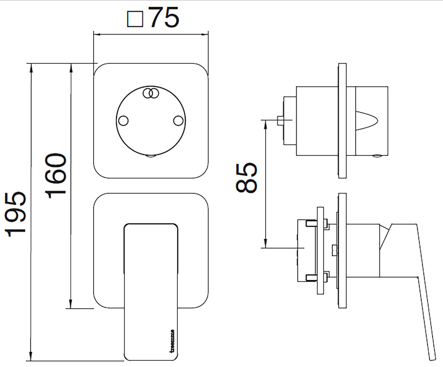 Rubinetterie Treemme 3M Pa36 RWIT 8BC2 CC 01 + RWIT 22A2 ZZ 01 Miscelatore Monocomando Doccia Incasso Muro Con Deviatore 2 Uscite Meccanico Due Fori 1 Leva Senza Piastra Verticale Staffa Per Cartongesso Ottone Cromata Parte Interna Esterna Incluse