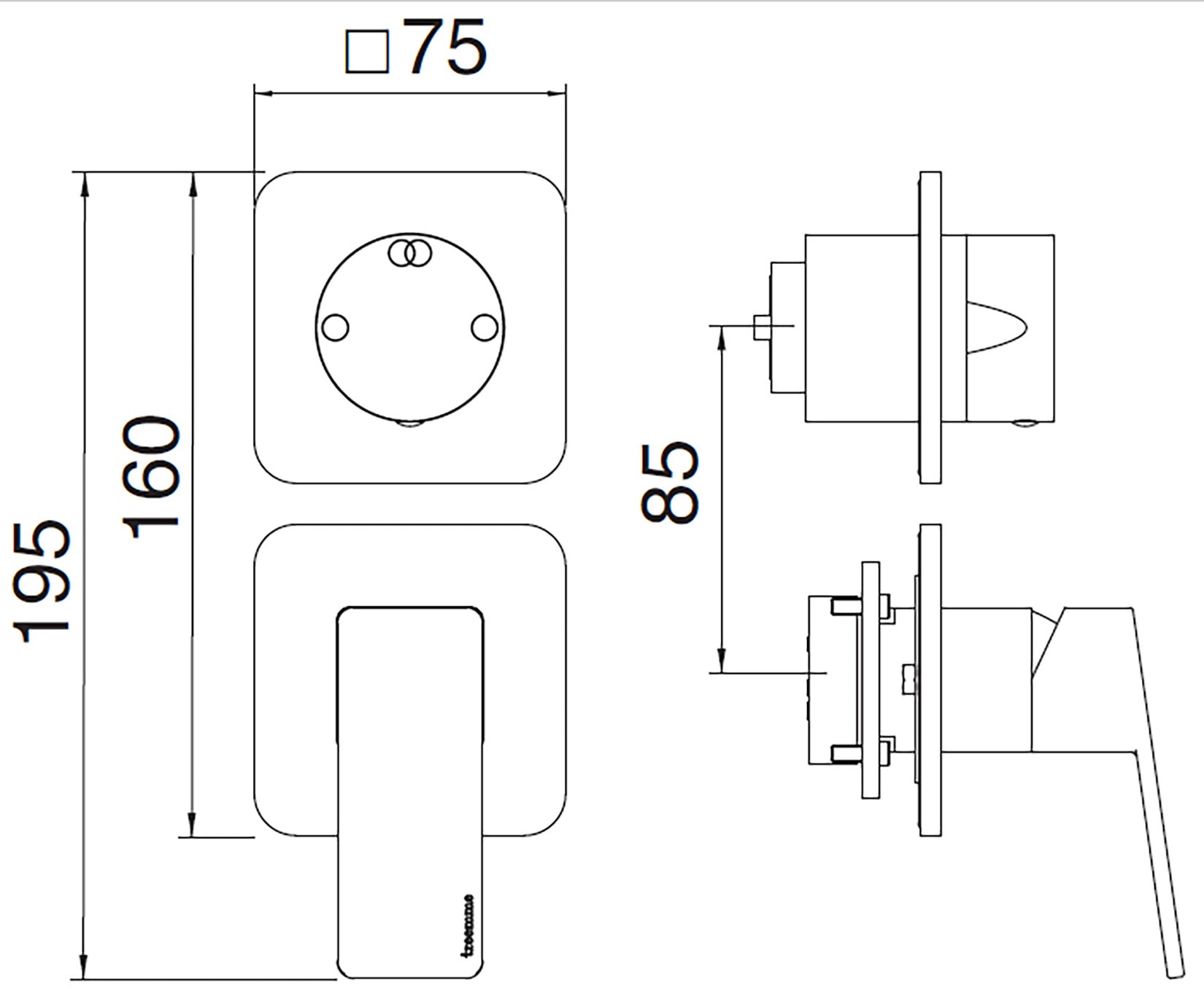Rubinetterie Treemme 3M Pa36 RWIT 8BC2 CC 01 + RWIT 22A2 ZZ 01 Miscelatore Monocomando Doccia Incasso Muro Con Deviatore 2 Uscite Meccanico Due Fori 1 Leva Senza Piastra Verticale Staffa Per Cartongesso Ottone Cromata Parte Interna Esterna Incluse
