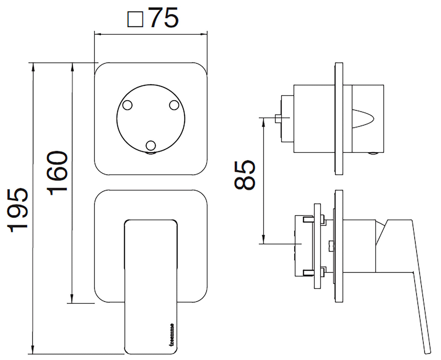 Rubinetterie Treemme 3M Pa36 RWIT 8BC3 CC 01 + RWIT 22A2 ZZ 01 Miscelatore Monocomando Doccia Incasso Muro Con Deviatore 3 Uscite Meccanico Due Fori 1 Leva Senza Piastra Verticale Staffa Per Cartongesso Ottone Cromata Parte Interna Esterna Incluse