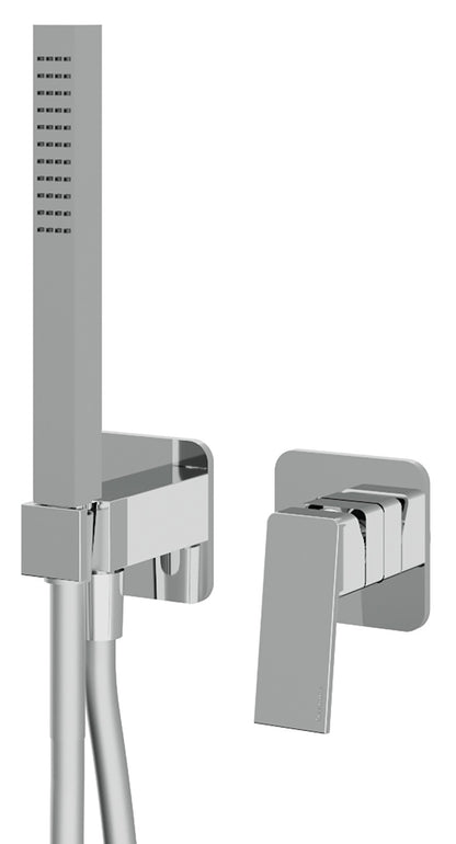 Rubinetterie Treemme 3M Pa36 RWIT 8BD4 CC 01 + RWIT 51A5 ZZ 01 Miscelatore Doccia Incasso Meccanico Parete Doccetta Flessibile Forma Quadra 2 Fori Monocomando 1 Leva 1 Via Stile Moderno Materiale Ottone Finitura Cromata Parte Interna Esterna Incluse