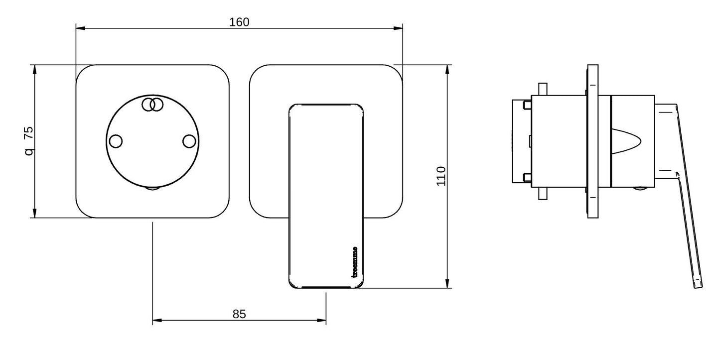 Rubinetterie Treemme 3M Pa36 RWIT 8BF2 CC 01 + RWIT 22A2 ZZ 01 Miscelatore Monocomando Doccia Incasso Muro Con Deviatore 2 Uscite Meccanico Due Fori 1 Leva Posizione Orizzontale Staffa Per Cartongesso Ottone Cromata Parte Interna Esterna Incluse