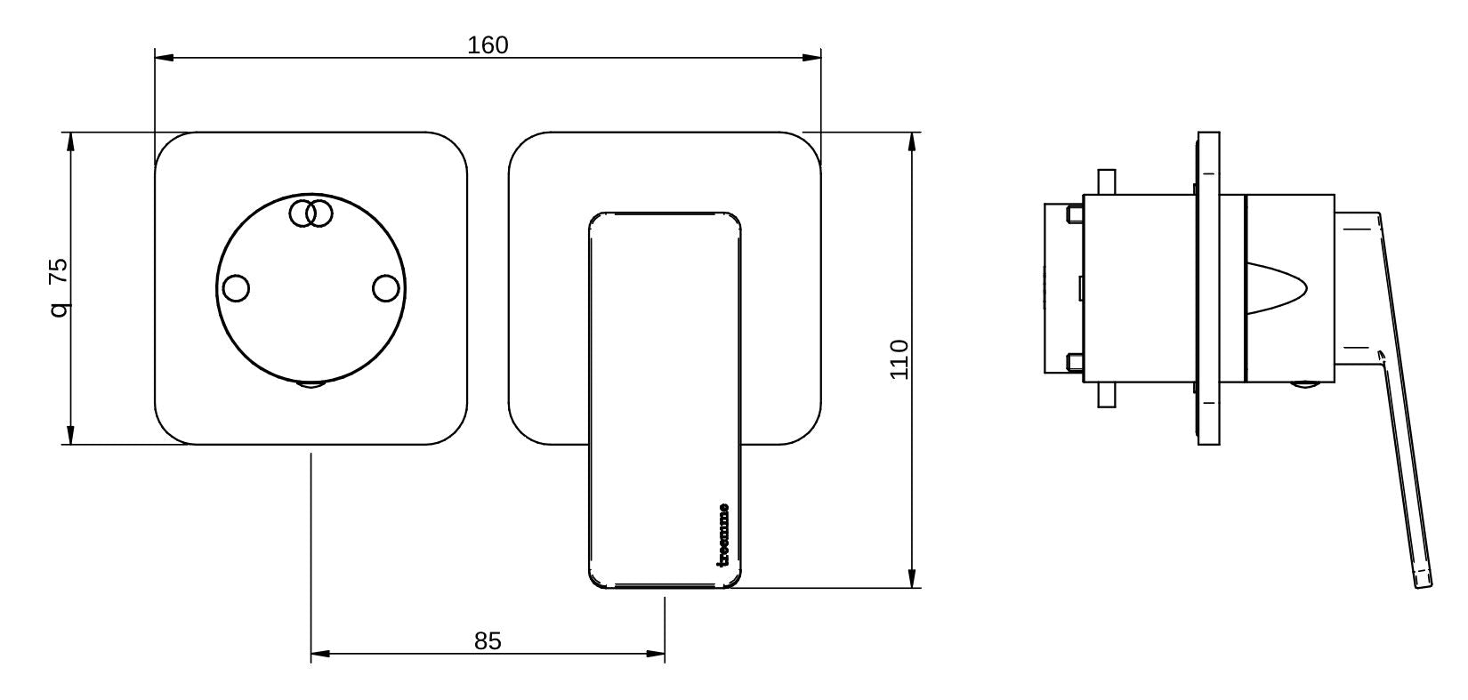 Rubinetterie Treemme 3M Pa36 RWIT 8BF2 CC 01 + RWIT 22A2 ZZ 01 Miscelatore Monocomando Doccia Incasso Muro Con Deviatore 2 Uscite Meccanico Due Fori 1 Leva Posizione Orizzontale Staffa Per Cartongesso Ottone Cromata Parte Interna Esterna Incluse