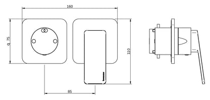 Rubinetterie Treemme 3M Pa36 RWIT 8BF2 CC 01 + RWIT 22A2 ZZ 01 Miscelatore Monocomando Doccia Incasso Muro Con Deviatore 2 Uscite Meccanico Due Fori 1 Leva Posizione Orizzontale Staffa Per Cartongesso Ottone Cromata Parte Interna Esterna Incluse